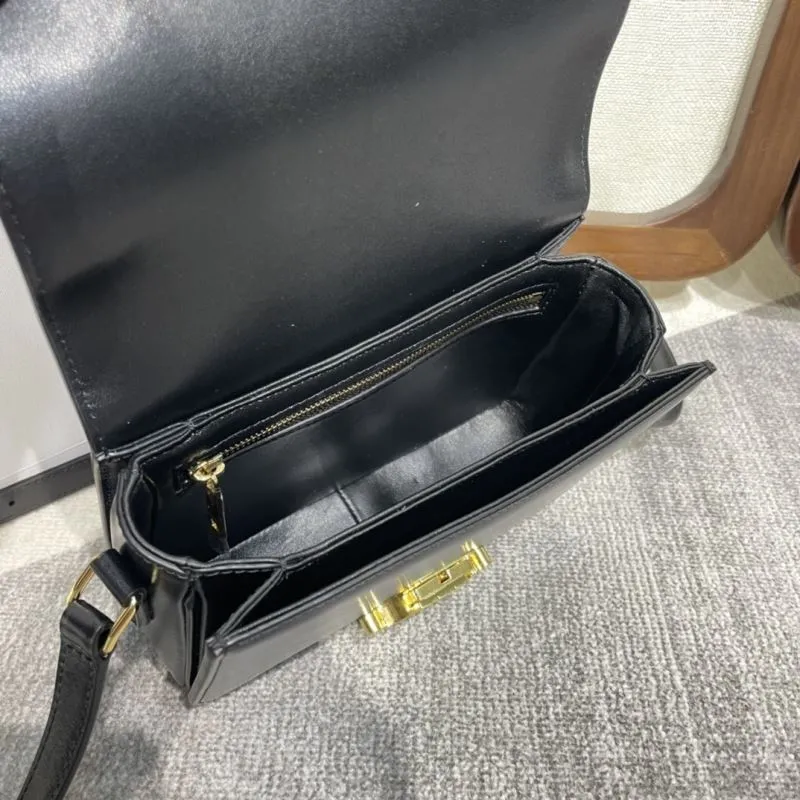 Celine Black Leather Crossbody Satchel Bag 332 - Image 8