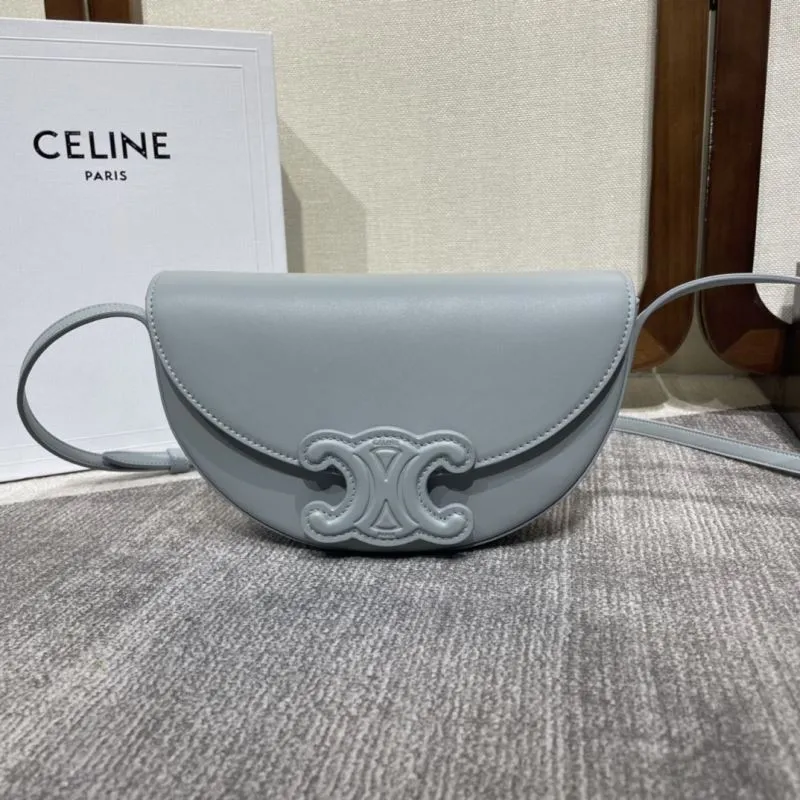 Celine Light Gray Saddle Crossbody Bag