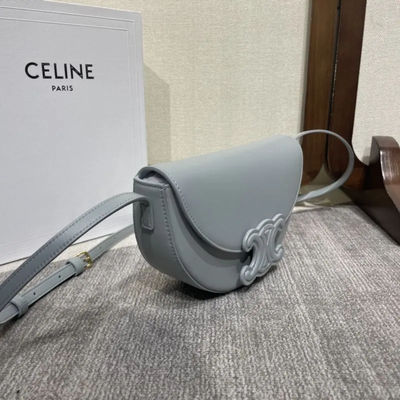 Alternative view of Celine Light Gray Saddle Crossbody Bag