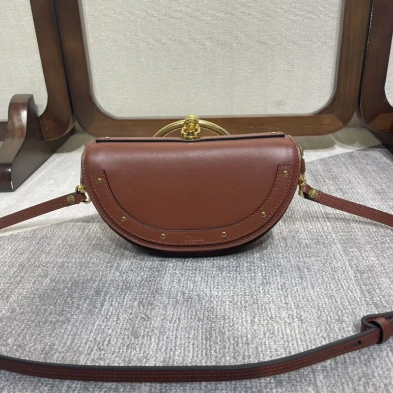 Chloe Brown Leather Crossbody Saddle Bag 339