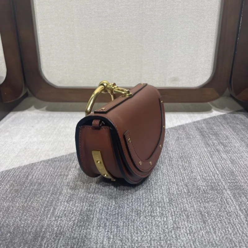 Chloe Brown Leather Crossbody Saddle Bag 339 - Image 3