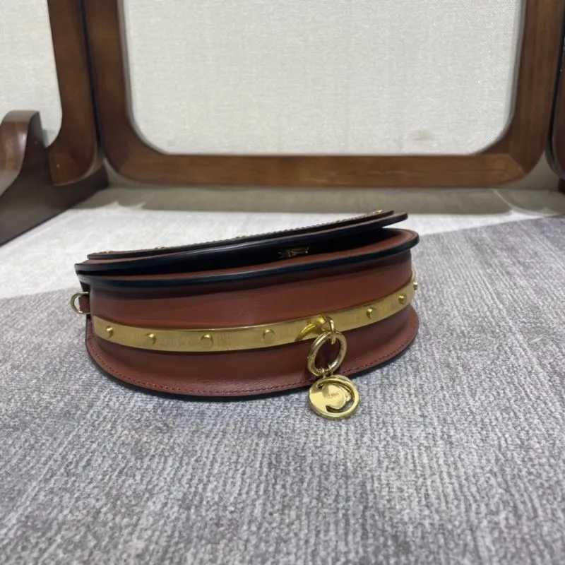 Chloe Brown Leather Crossbody Saddle Bag 339 - Image 5