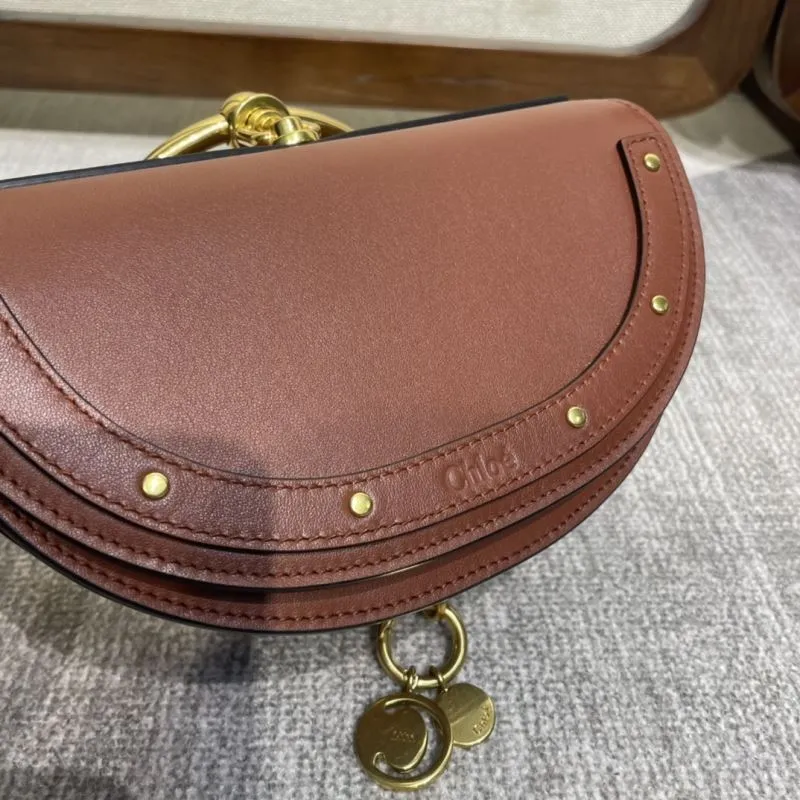 Chloe Brown Leather Crossbody Saddle Bag 339 - Image 6