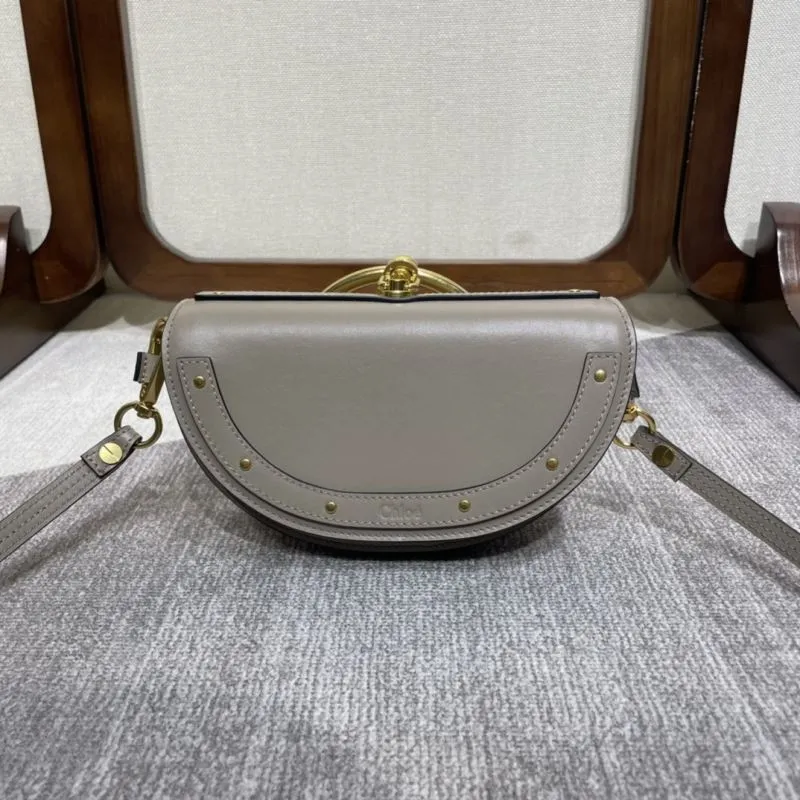 Chloe Taupe Saddle Crossbody Bag