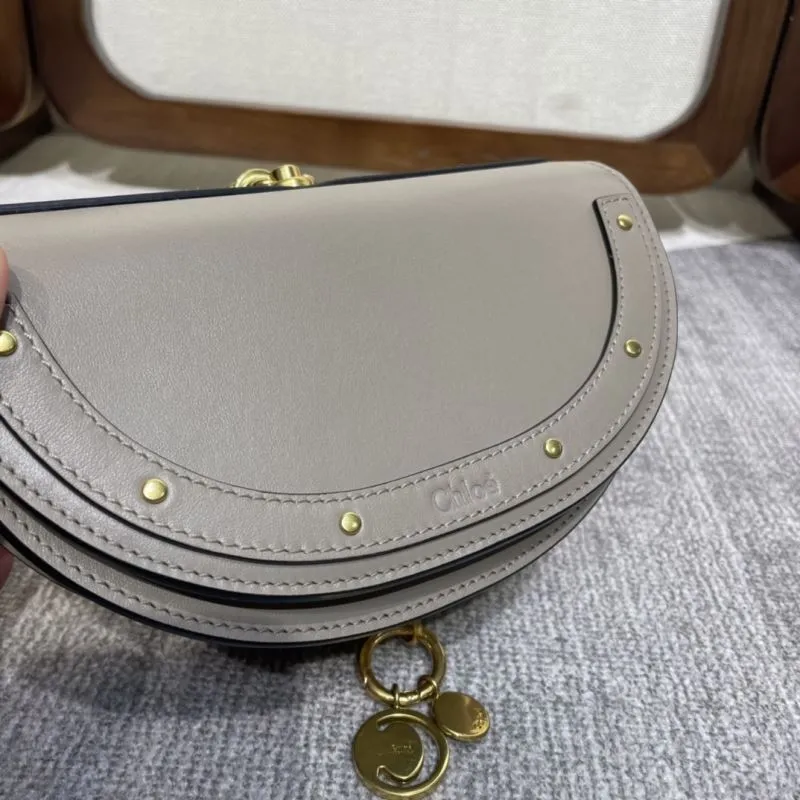 Chloe Taupe Saddle Crossbody Bag - Image 6