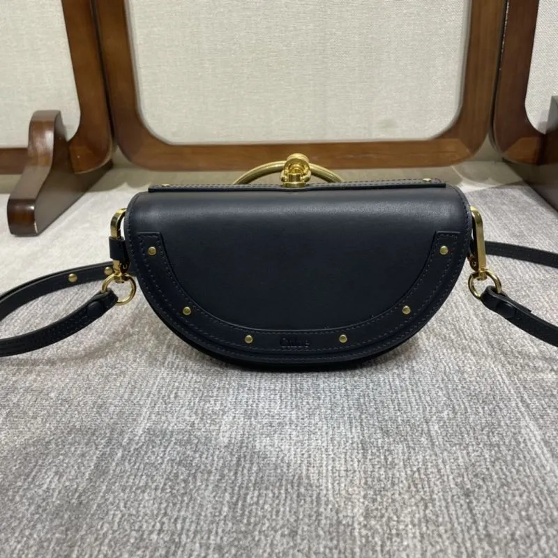 Chloe Black Leather Crossbody Saddle Bag