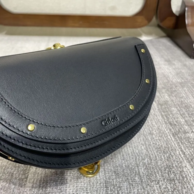Chloe Black Leather Crossbody Saddle Bag - Image 6
