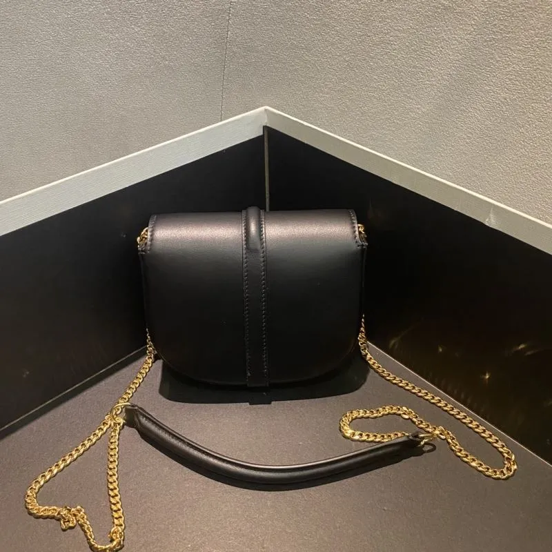 Celine Black Leather Chain Satchel Bag - Image 5
