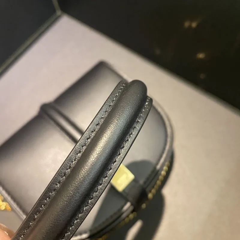 Celine Black Leather Chain Satchel Bag - Image 8