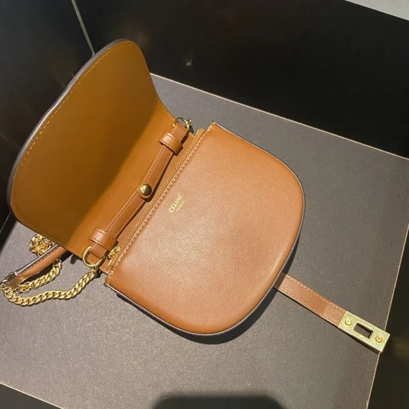 Celine Brown Leather Satchel Bag 345 - Image 6