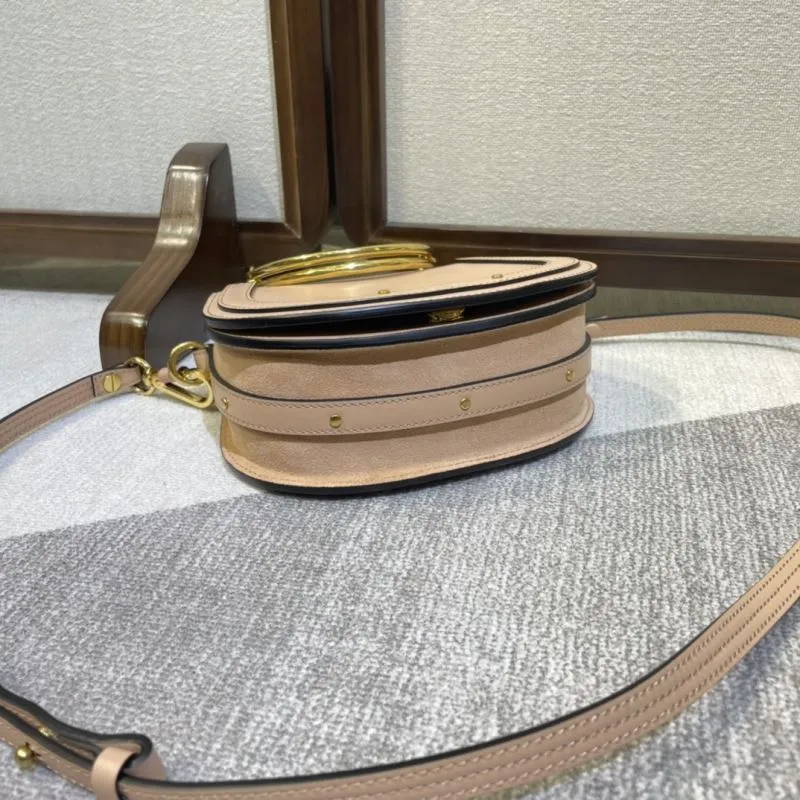 Chloe Blush Pink Crossbody Saddle Bag - Image 4