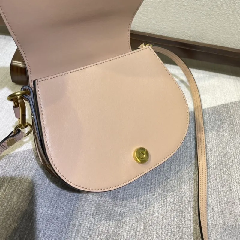 Chloe Blush Pink Crossbody Saddle Bag - Image 6