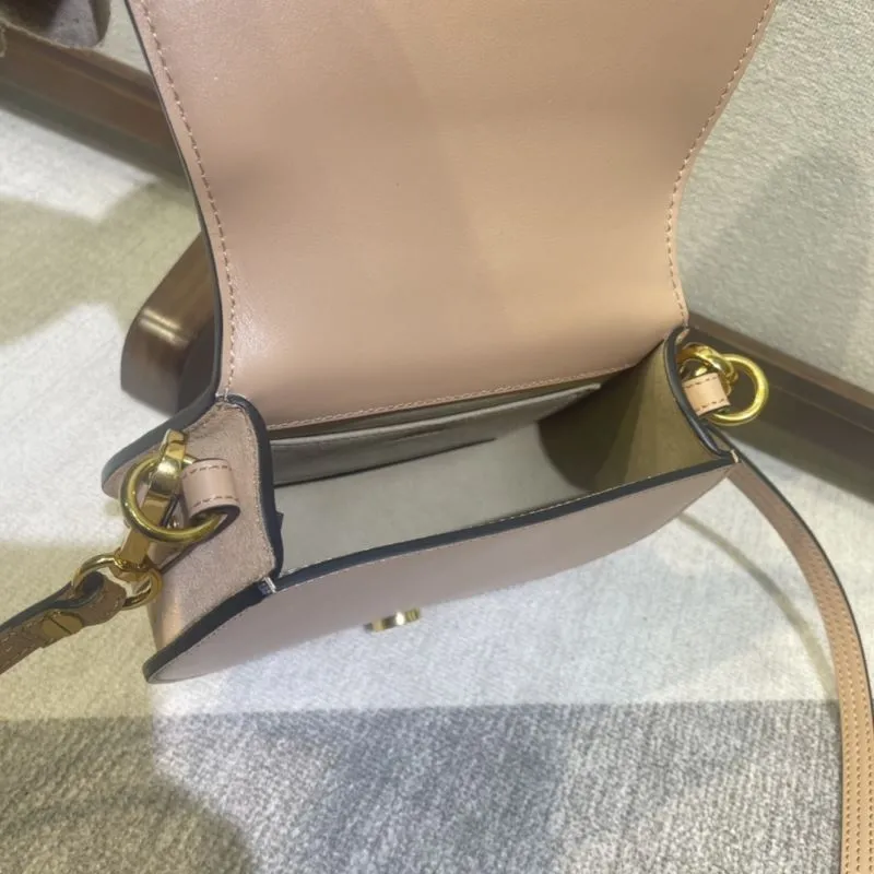 Chloe Blush Pink Crossbody Saddle Bag - Image 8