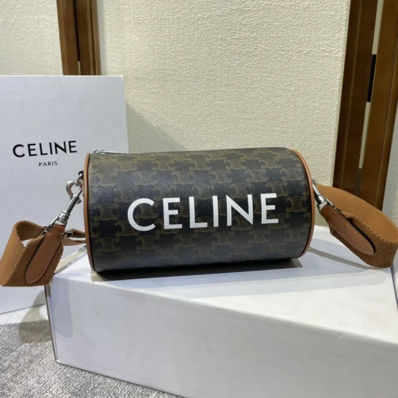 Celine Monogram Brown Barrel Crossbody Bag 352