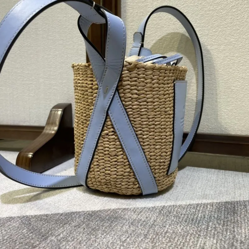 Alternative view of Chloe x Mifuko Straw Bucket Crossbody Bag Light Blue