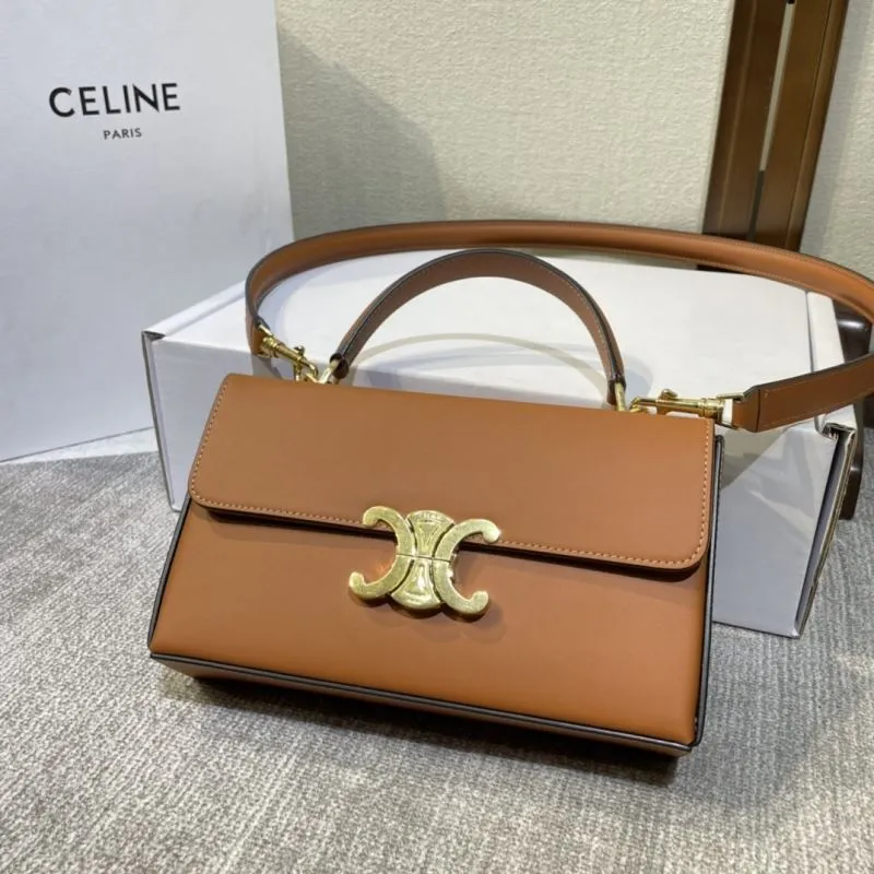 Celine Brown Leather Satchel Bag 357