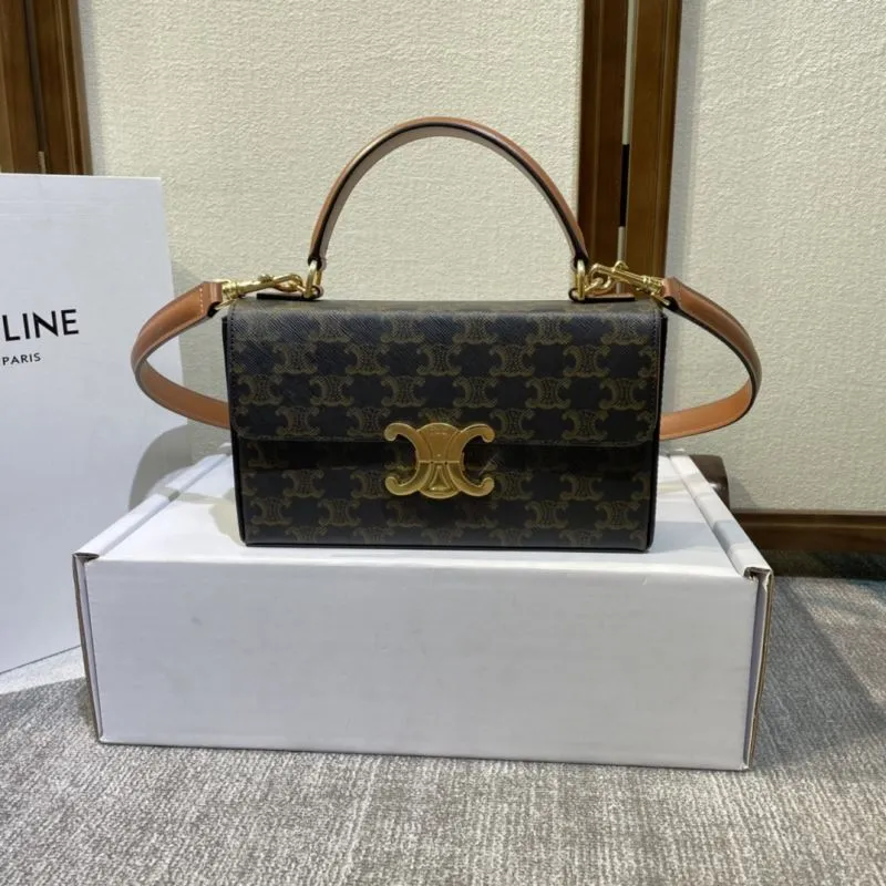 Alternative view of Celine Monogram Brown Satchel Shoulder Bag