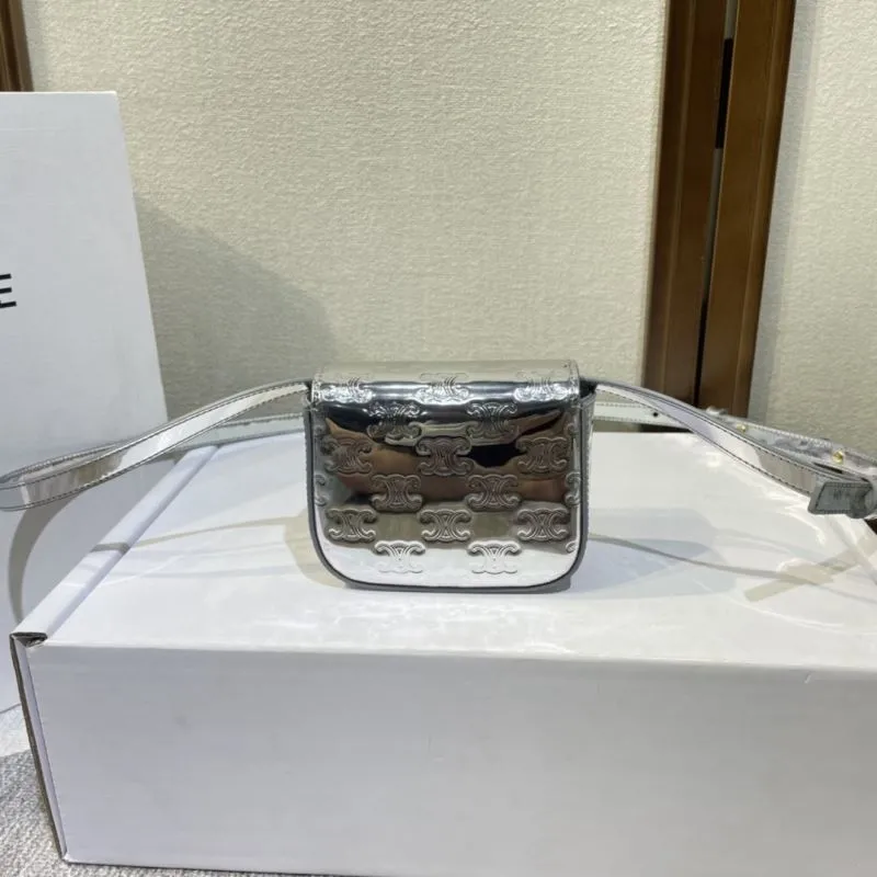 Celine Silver Metallic Crossbody Satchel Bag - Image 4