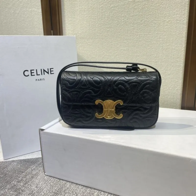 Celine Black Quilted Satchel Bag 366