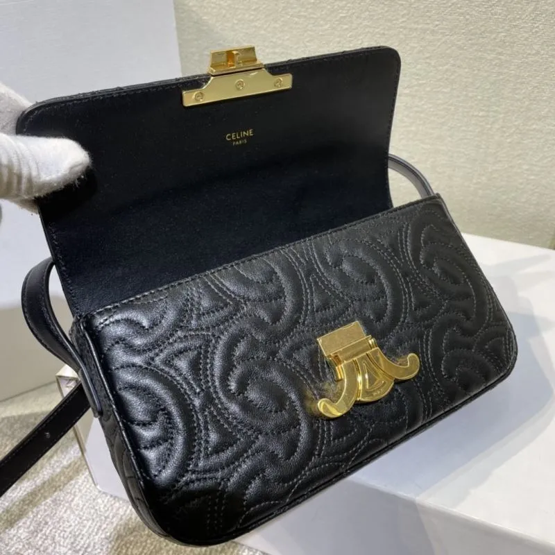 Celine Black Quilted Satchel Bag 366 - Image 6