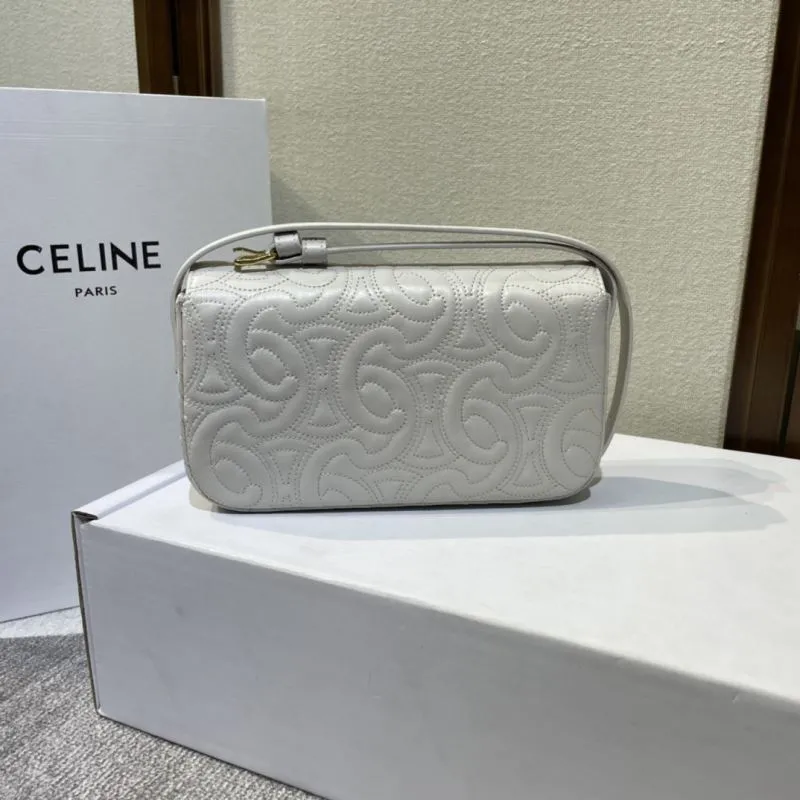 Celine White Quilted Satchel Bag 367 - Image 3