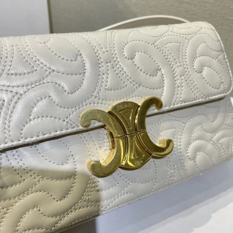 Celine White Quilted Satchel Bag 367 - Image 5