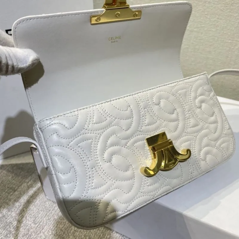 Celine White Quilted Satchel Bag 367 - Image 6