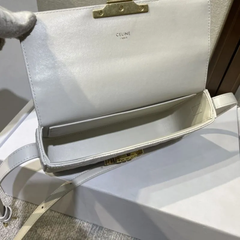 Celine White Quilted Satchel Bag 367 - Image 7