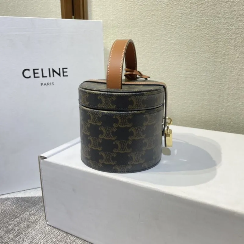 Alternative view of Celine Monogram Round Vanity Bag 368 Dark Brown