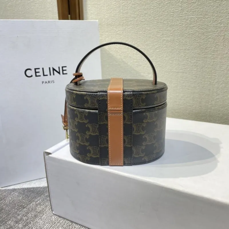 Celine Monogram Round Vanity Bag 368 Dark Brown - Image 3