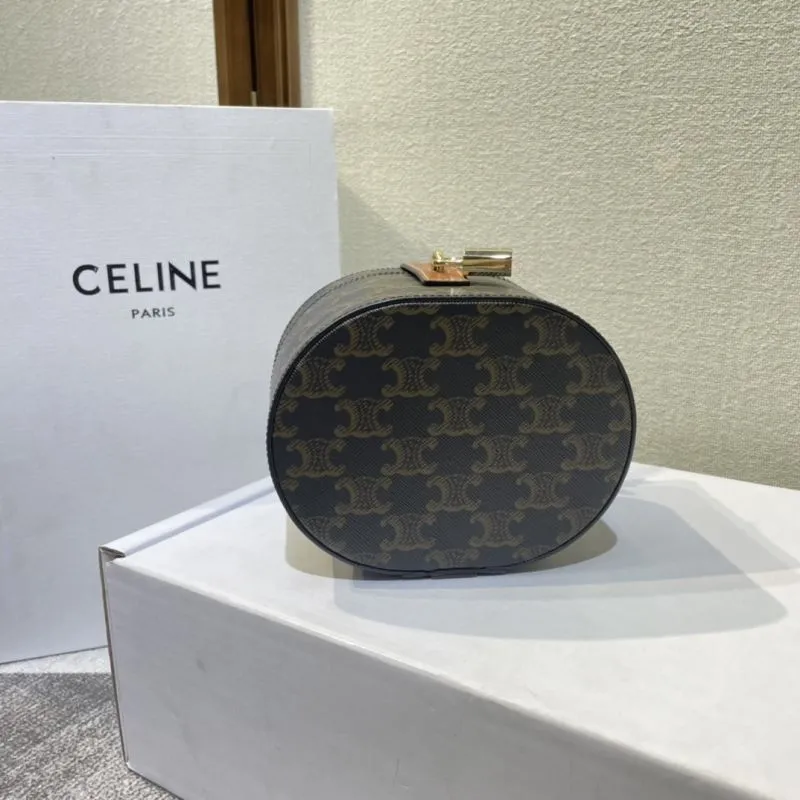 Celine Monogram Round Vanity Bag 368 Dark Brown - Image 4