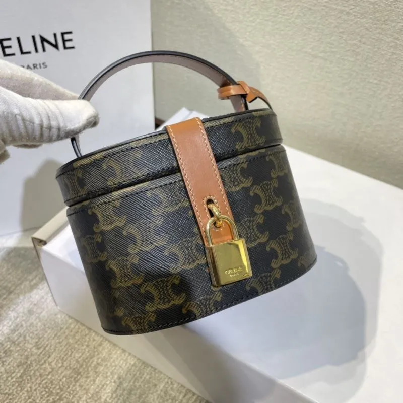 Celine Monogram Round Vanity Bag 368 Dark Brown - Image 6