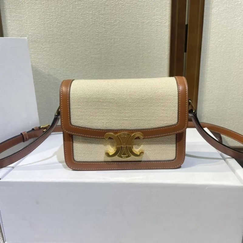 Celine Canvas Leather Crossbody Satchel Bag 371