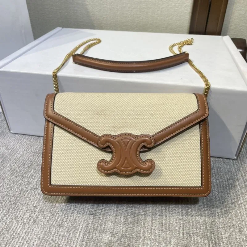 Celine 375 Beige Brown Canvas Crossbody Bag