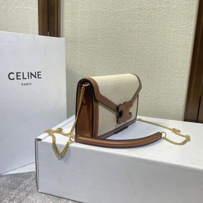 Celine 375 Beige Brown Canvas Crossbody Bag - Image 3