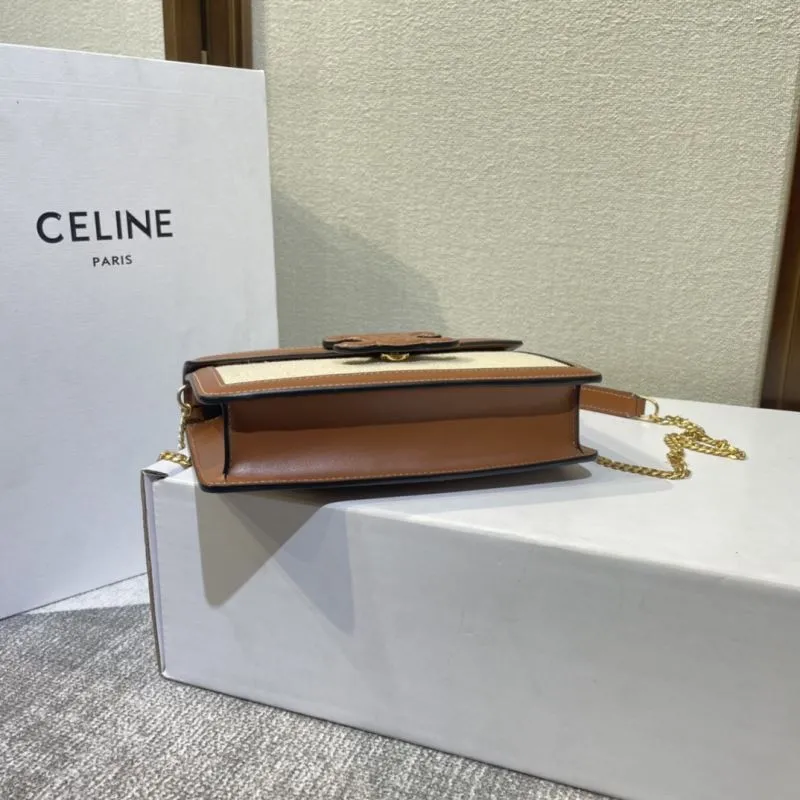Celine 375 Beige Brown Canvas Crossbody Bag - Image 5