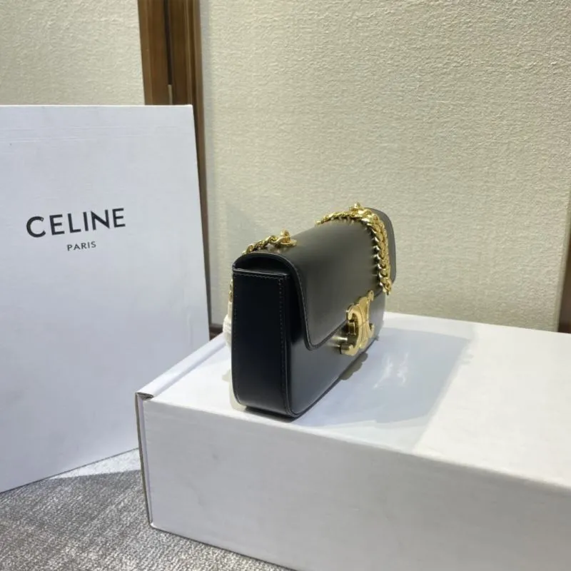 Celine Black Leather Chain Shoulder Bag - Image 3