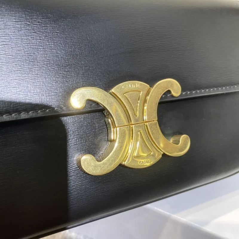 Celine Black Leather Chain Shoulder Bag - Image 6
