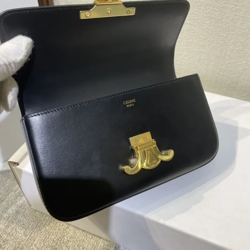 Celine Black Leather Chain Shoulder Bag - Image 7