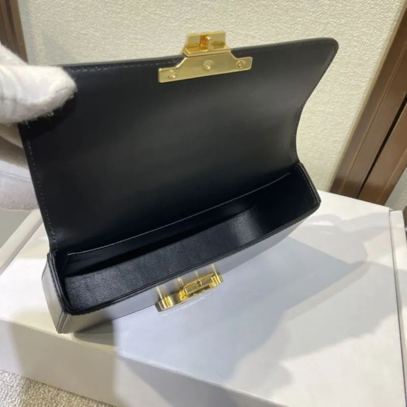 Celine Black Leather Chain Shoulder Bag - Image 8