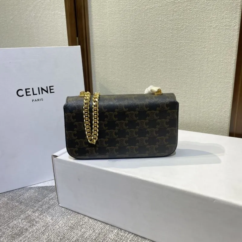 Celine Dark Brown Monogram Chain Satchel Bag 378 - Image 4