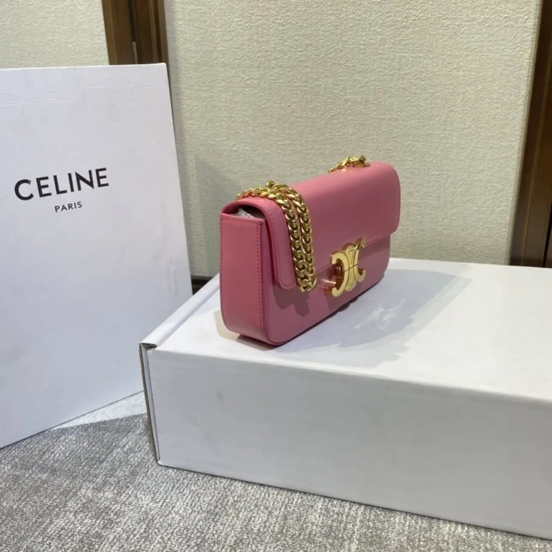 Celine Pink Leather Chain Shoulder Satchel Bag 379 - Image 3
