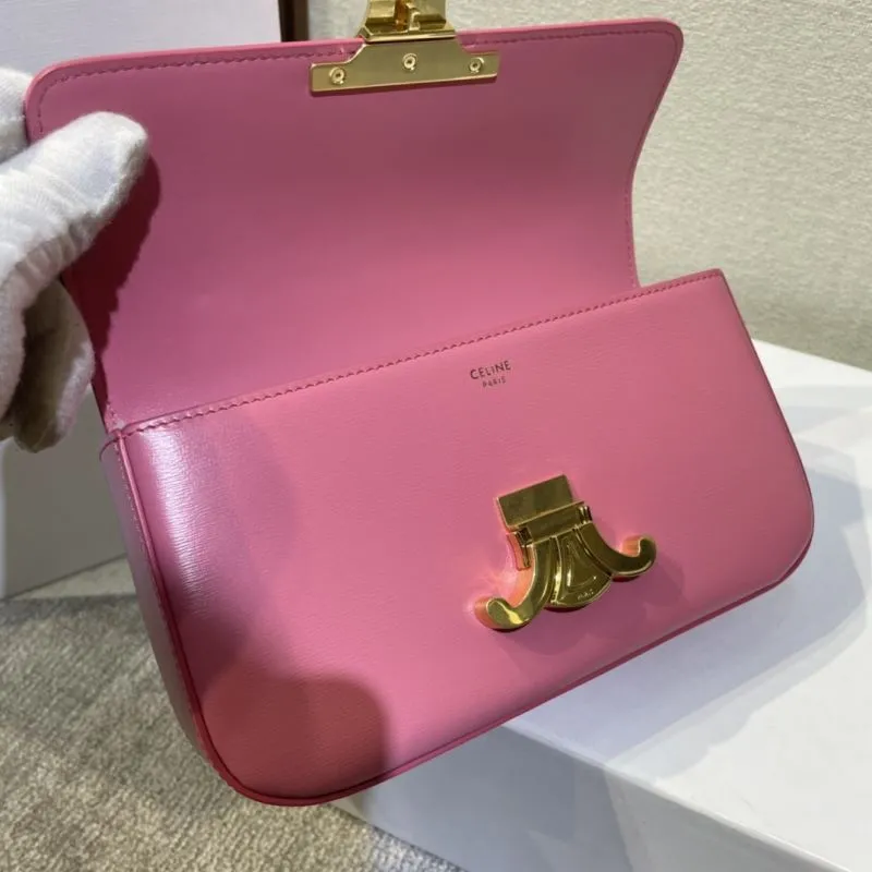 Celine Pink Leather Chain Shoulder Satchel Bag 379 - Image 7