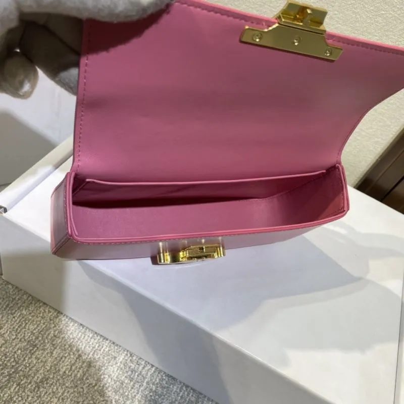 Celine Pink Leather Chain Shoulder Satchel Bag 379 - Image 8
