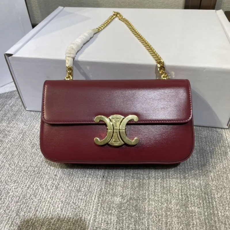 Celine Burgundy Leather Satchel Bag 381