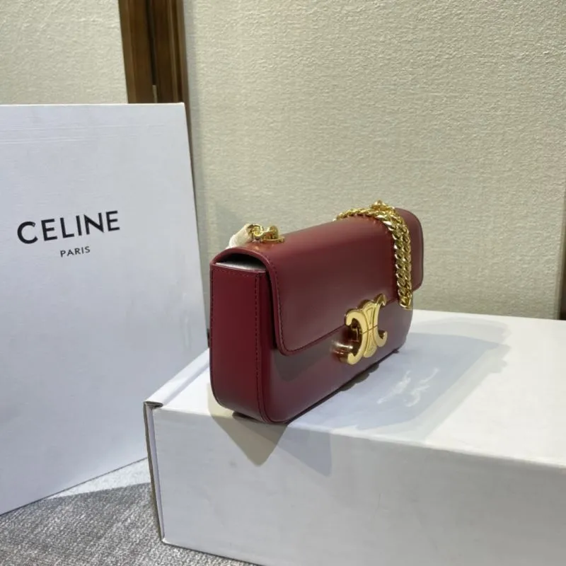Celine Burgundy Leather Satchel Bag 381 - Image 3