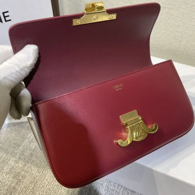 Celine Burgundy Leather Satchel Bag 381 - Image 7