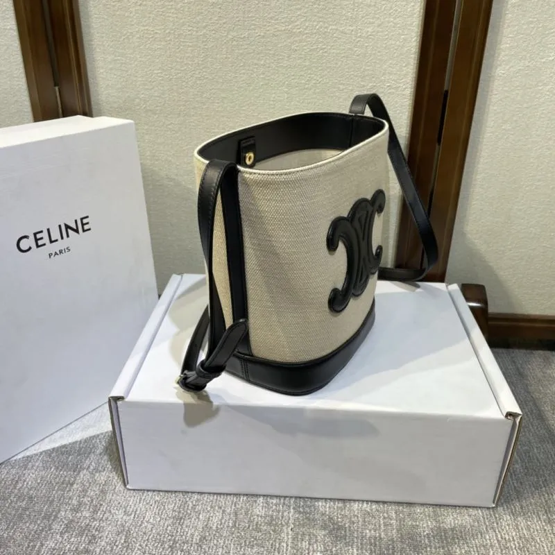 Alternative view of Celine Beige Black Canvas Bucket Bag 385