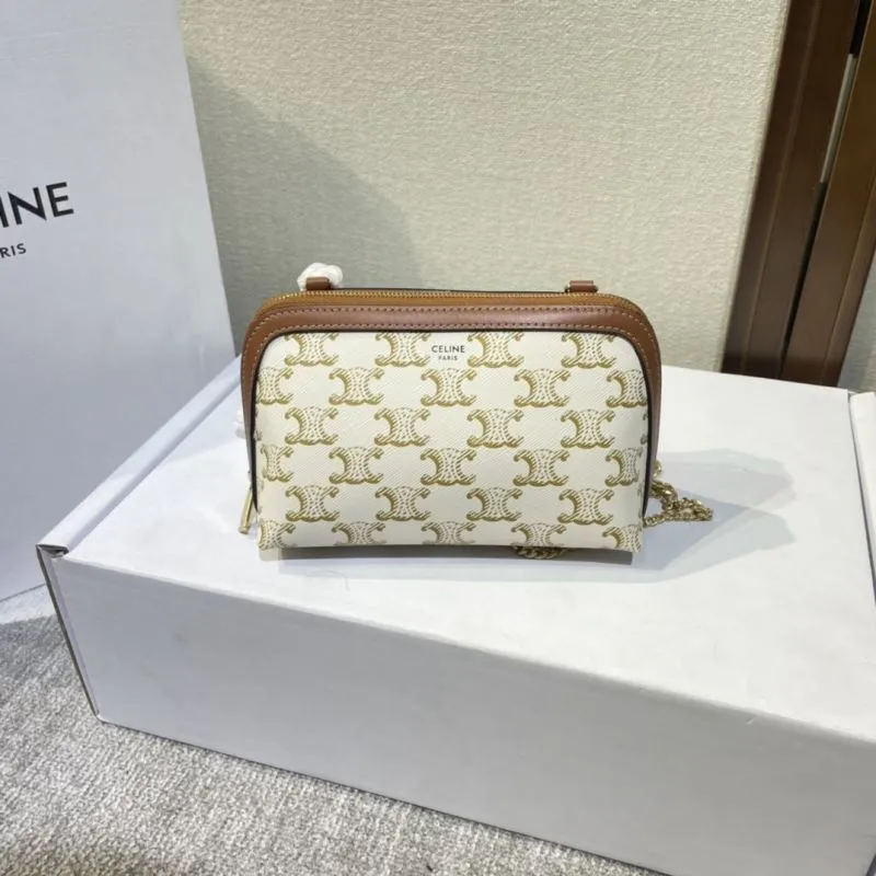 Celine White Monogram Chain Crossbody Bag 388
