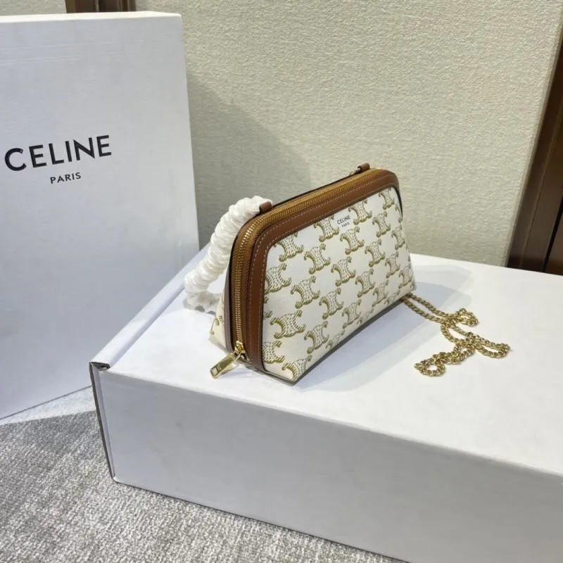 Alternative view of Celine White Monogram Chain Crossbody Bag 388